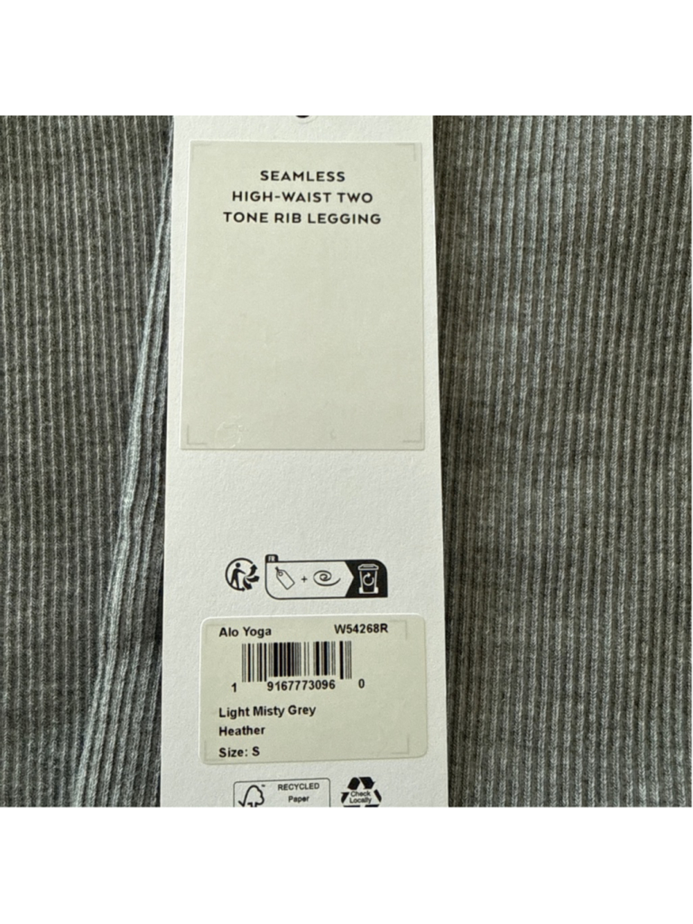 Alo Yoga Seamless High-Waist Rib Leggings S Light Gray - Picture 5 of 8